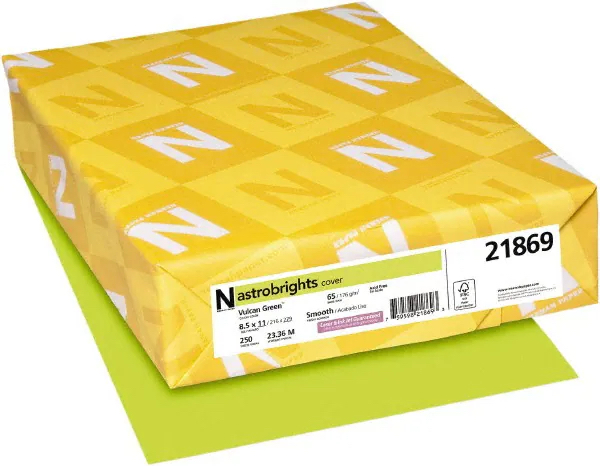 Neenah Paper® Astrobrights™ Vulcan Green Vellum 65# Cover 8.5x11 in. 250 Sheets per Ream
